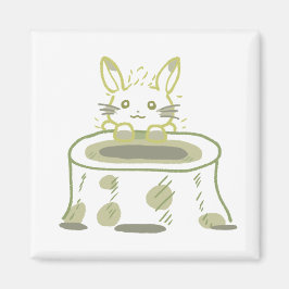切り株&黄緑色の軽やかうさぎイラスト MAGNET