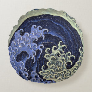 北 斎 波, 北 斎 Hokusai Wave, Hokusai, Japan Art Art Ar Rundes Kissen