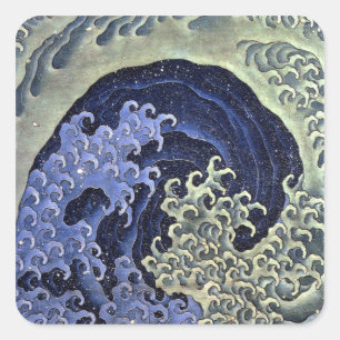 北 斎 波, 北 斎 Hokusai Wave, Hokusai, Quadratischer Aufkleber