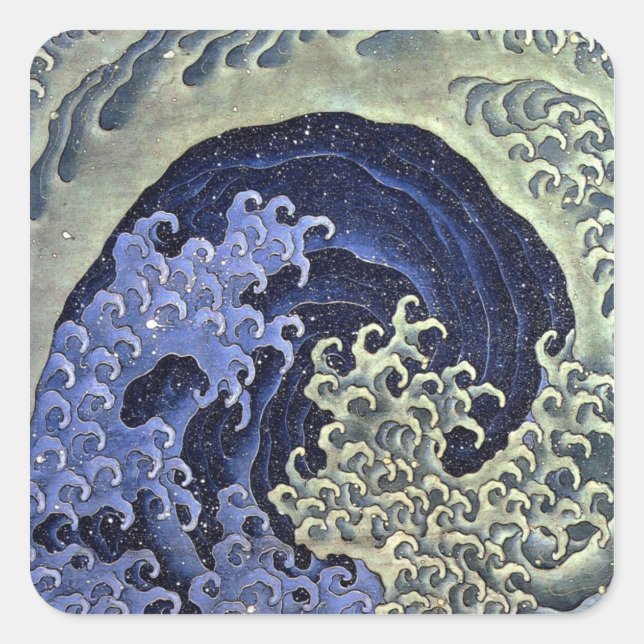 北 斎 波, 北 斎 Hokusai Wave, Hokusai, Quadratischer Aufkleber (Vorderseite)