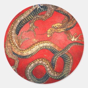 北 斎 龍, 北 Hokusai Dragon, Hokusai, の Runder Aufkleber