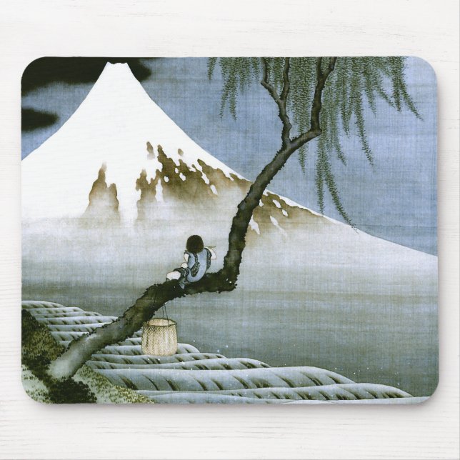 北 斎 Boy & Mt Fuji Fine Art Mousepad (Vorne)