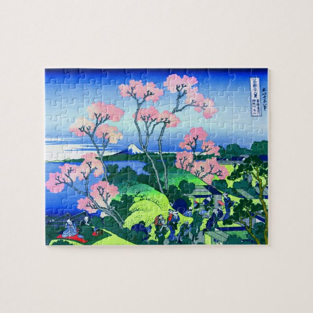 北 斎 Goten-Yama Hill Hokusai Cherry Blossom Fine Ar Puzzle (Horizontal)