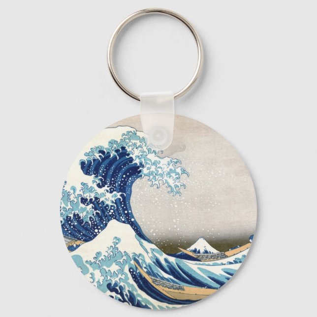 北 斎 Great Wave Off Kanagawa Hokusai Fine Art Schlüsselanhänger (Vorderseite)