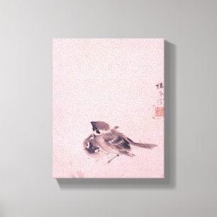 双 雀, 栖 Paar 鳳 Sparrow, Seihō, japanische Kunst Leinwanddruck