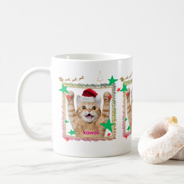 可愛いねこのクリスマスデザイン♡ KAFFEETASSE (Mit Donut)