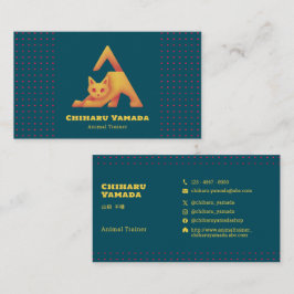 名刺 Triangle Cat 猫 ドット / グリーン Business Card Visitenkarte