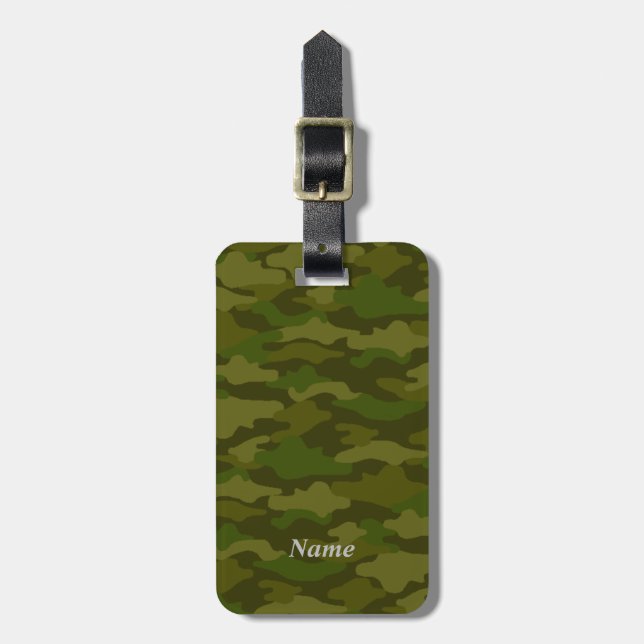 名前　電話番号　カスタム　迷彩（カーキ）         ラゲッジタグ GEPÄCKANHÄNGER (Vorderseite vertikal)