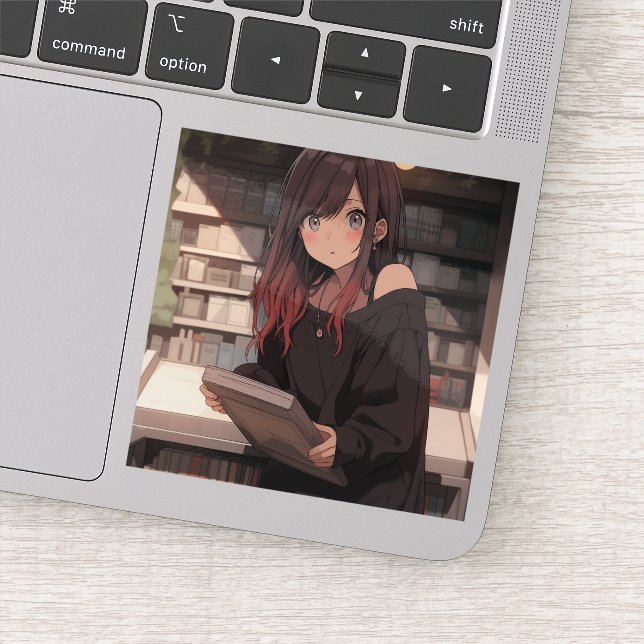 図書館女子のステッカーシール｜寿司娘 generativeai aufkleber (Detail)