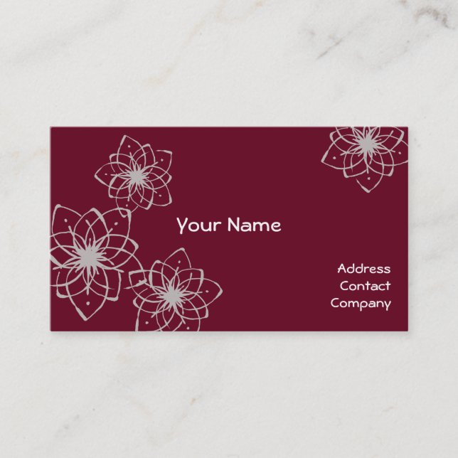 【型抜き染め風 花】 Flowers drawn by Japanese brush Visitenkarte (Vorderseite)