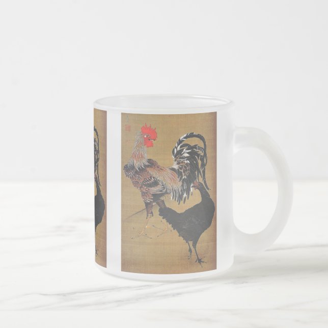 大鶏雌雄図 , Itoh Gyakucyu Mattglastasse (Rechts)