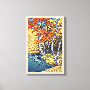 奥 入 瀬 秋, Herbst in Oirase, Hasui Kawase, Woodcut Leinwanddruck