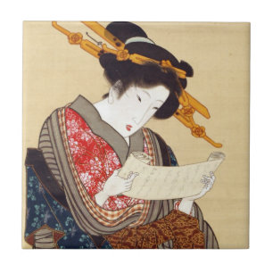 女, 国貞 Frau, Kunisada, Ukiyo-e Fliese