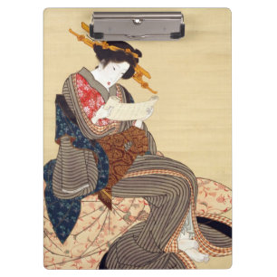 女, 国貞 Frau, Kunisada, Ukiyo-e Klemmbrett