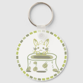 妖精のようなうさぎ＆黄緑タイルデザイン  SCHLÜSSELANHÄNGER