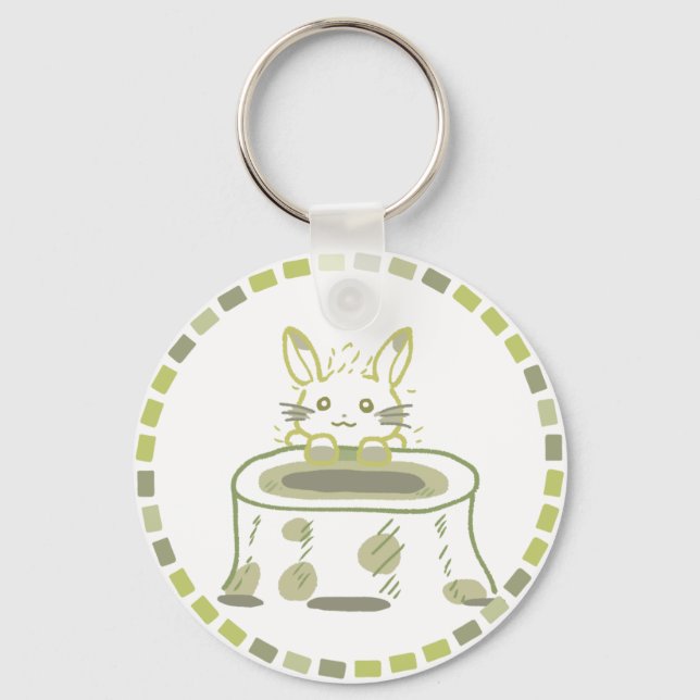 妖精のようなうさぎ＆黄緑タイルデザイン  SCHLÜSSELANHÄNGER (Vorderseite)