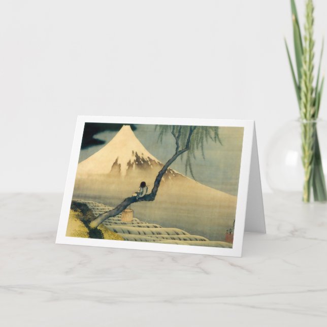 富士と少年, 北斎 der Fujisan und Junge, Hokusai, Ukiyo-e Karte (Vorderseite)