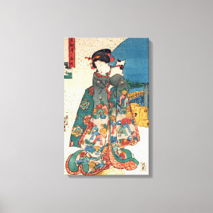 少 女 猫, 国 Mädchen mit Katze, Kuniyoshi, Ukiyo-e, 芳 Leinwanddruck