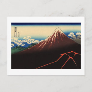 山 下 雨, 北 Thunder und Mount Fuji, Hokusai, Ukiyo-e Postkarte