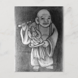 布 袋 Hotei als Puppenspieler Postkarte