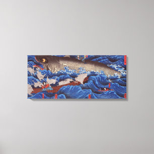怪 鮫,国 Monsterhai, Kuniyoshi, Ukiyo-e物 Leinwanddruck