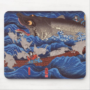 怪 鮫,国 Monsterhai, Kuniyoshi, Ukiyo-e物 Mousepad