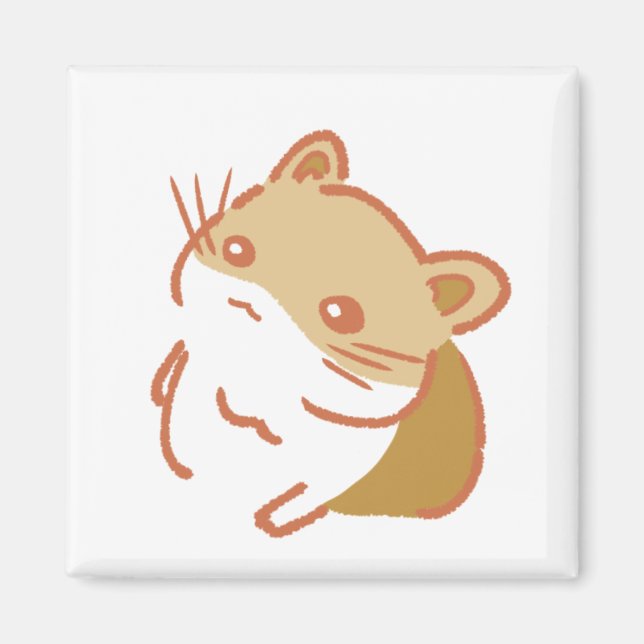 手のひらサイズ＆オレンジビビッドハムスターイラスト MAGNET (Vorne)