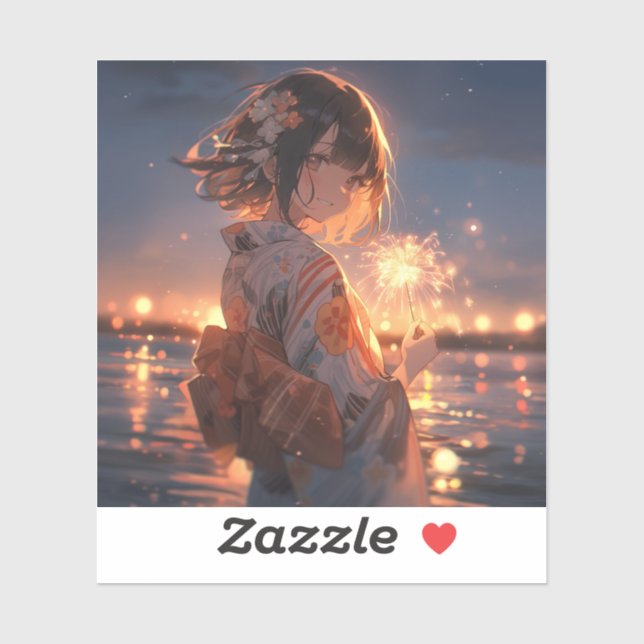 手持ち花火/Hand held fireworks | 東京娘 GenerartiveAI シール Aufkleber (Blatt)