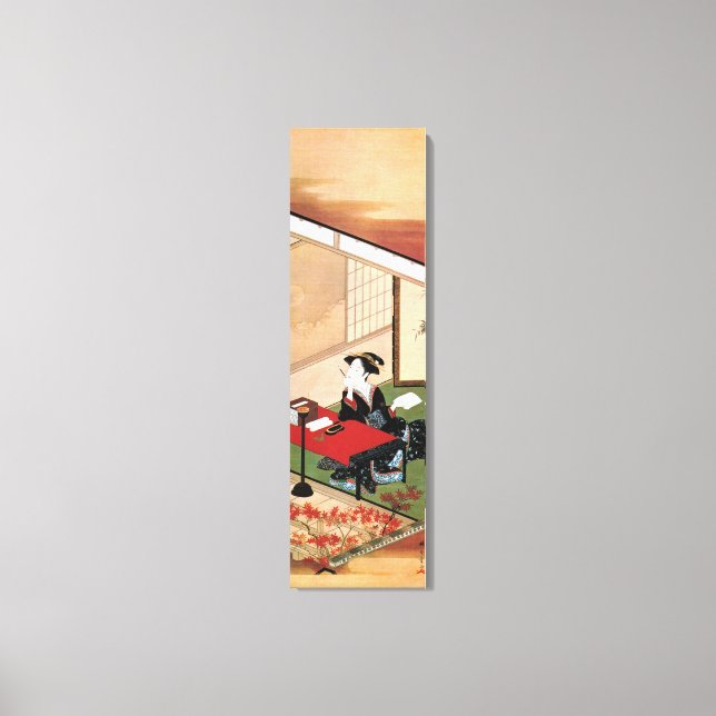 手 を 書 女, 春 Woman einen Brief schreiben, Shunsho Leinwanddruck (Vorderseite)