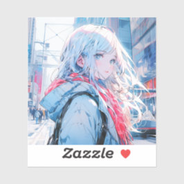 振り返り銀髪美人 | 東京娘 GenerativeAI Seal Aufkleber