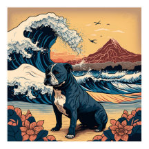 日本の伝統的なヴィンテージデザインを使用したアート作品 フレンチブルドッグ犬