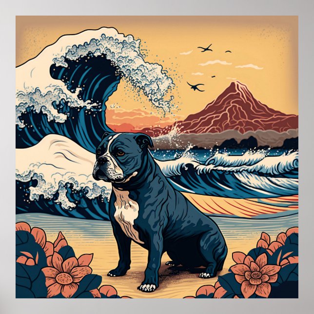 日本の伝統的なヴィンテージデザインを使用したアート作品　フレンチブルドッグ犬 POSTER (Vorne)