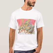 日本の伝統的着物生地、かっこいい兜（KABUTO)のTシャツ