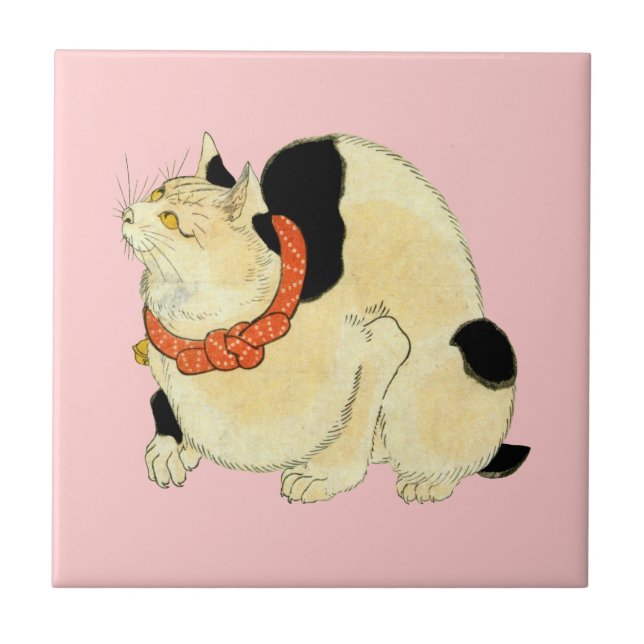 日本猫, 国芳 japanische Katze, Kuniyoshi, Ukiyo-e Fliese (Vorderseite)