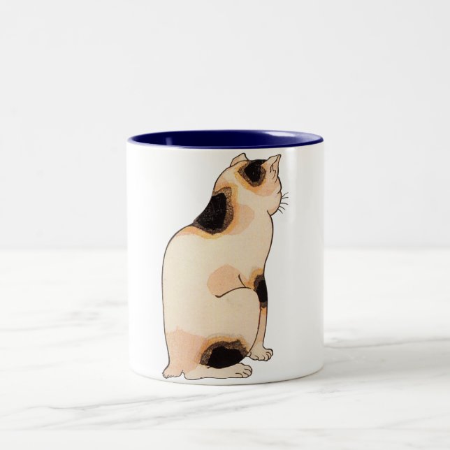日本猫, 国芳 japanische Katze, Kuniyoshi, Ukiyo-e Zweifarbige Tasse (Mittel)