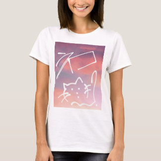 日本語Tシャツ ネコTシャツ Japanese Cat & Fancy Sky T-shirt