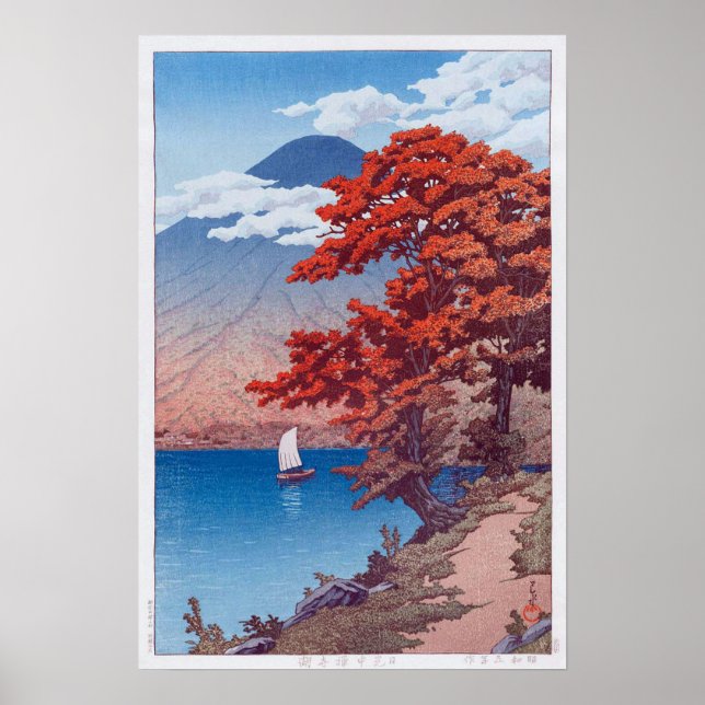 日 中 禅 湖 Chûzenji-See in Nikkô, Hasui Kawase, 光 Poster (Vorne)