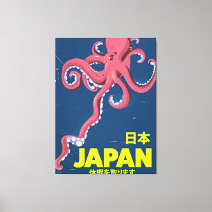 日 本 Japan Vintager Tintenfisch Reiseplakat Leinwanddruck