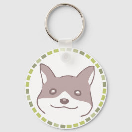 明るいタイル模様＆笑顔の犬イラスト SCHLÜSSELANHÄNGER