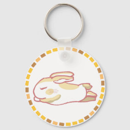 春らしい濃い桃色＆リラックスうさぎイラスト SCHLÜSSELANHÄNGER