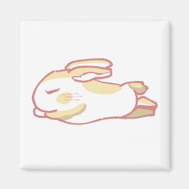 春らしい濃い桃色&伸びをするうさぎイラスト MAGNET