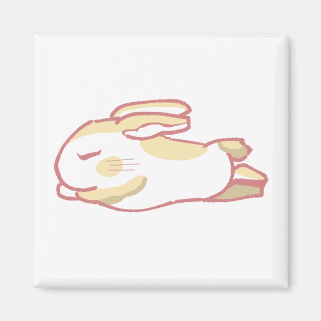 春らしい濃い桃色＆伸びをするうさぎイラスト MAGNET (Vorne)