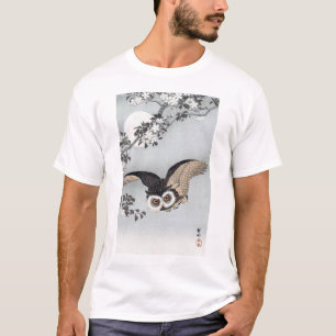 月 と ロ ウ, 古 邨 Flying Owl & Moon, Ukiyo-e T-Shirt