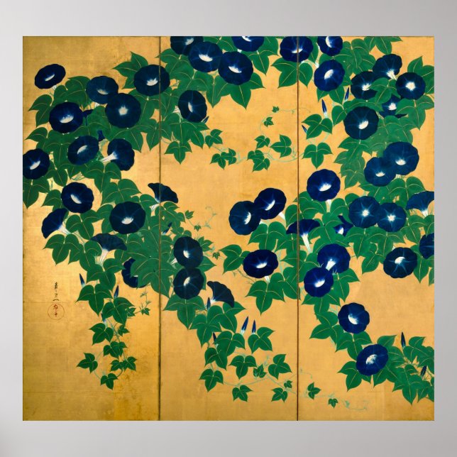 朝 顔(部 分), 其 Morgenglorie (Detail), Kiitsu Poster (Vorne)