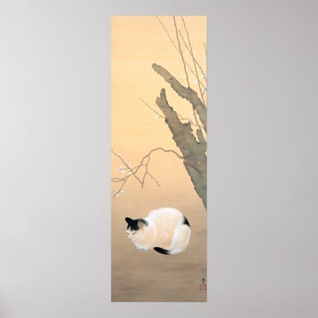 本 日: 猫 Kat- und Pflaumenblüten c.1906 Poster (Vorne)