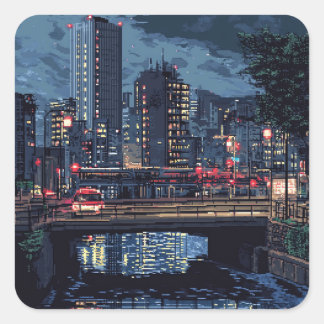 東京の夜景 ステッカー QUADRATISCHER AUFKLEBER