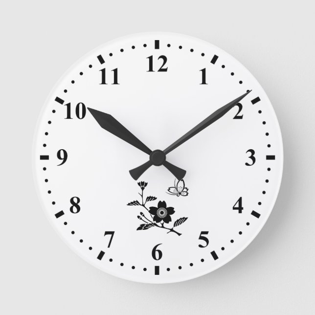 枝 桜 に 中 陰 桜 飛 び RUNDE WANDUHR (Vorderseite)