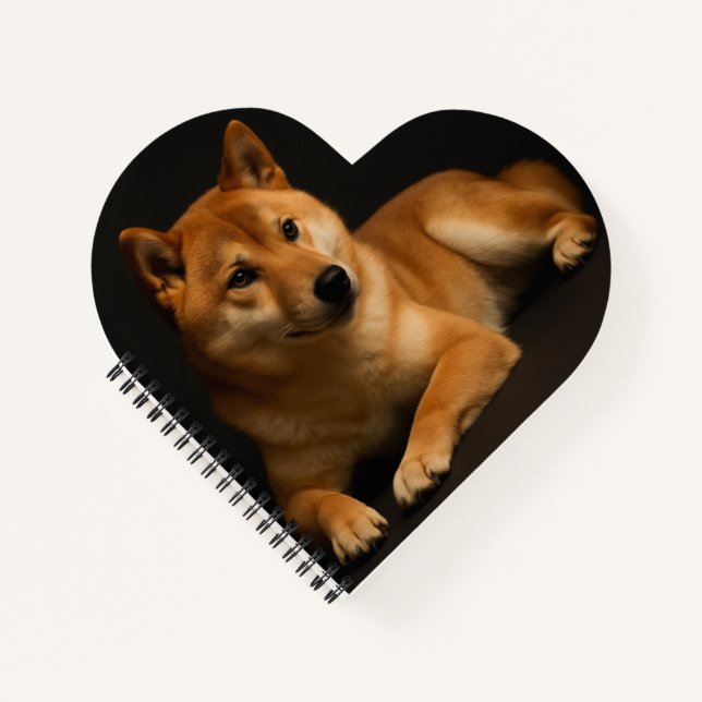 柴犬ポートレート Shiba Inu Art Heart Shaped Spiral Notizbuch (Vorderseite)