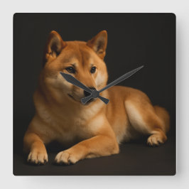 柴犬ポートレート – Shiba Inu Art Quadratische Wanduhr