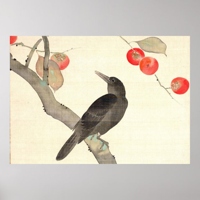 柿 に 烏, 抱 Persimmon und Crow, Hōitsu Poster (Vorne)